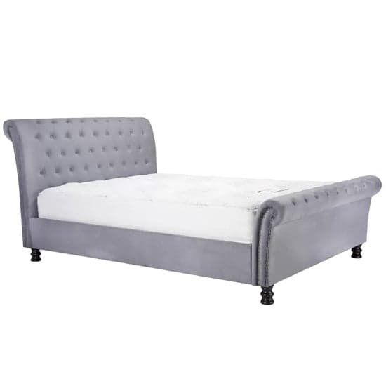 Opulent Fabric Double Bed In Grey_2