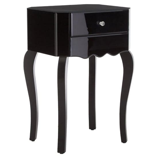 Orca Mirrored Glass Side Table With 1 Drawer In Black_1