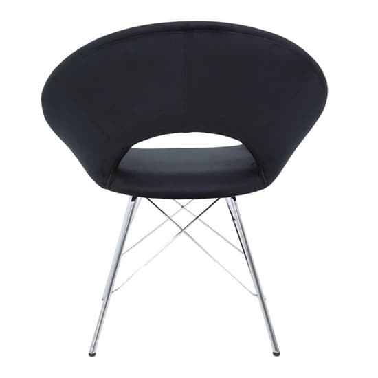 Orem Black Velvet Dining Chairs With Chrome Metal Legs In Pair