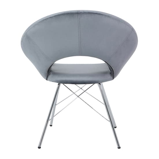 Orem Grey Velvet Dining Chairs With Chrome Metal Legs In Pair