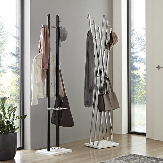 Orem Metal Coat Stand In Chrome With White Base_3