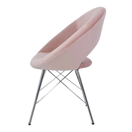Orem Pink Velvet Dining Chairs With Chrome Metal Legs In Pair