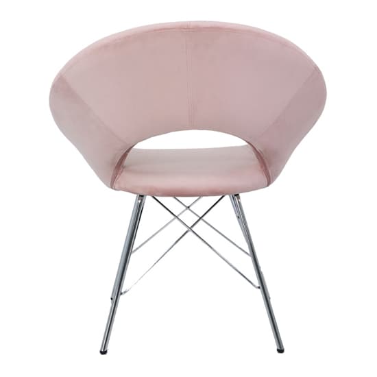 Orem Pink Velvet Dining Chairs With Chrome Metal Legs In Pair_4