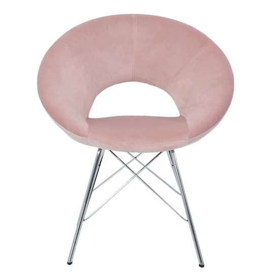 Orem Pink Velvet Dining Chairs With Chrome Metal Legs In Pair_6