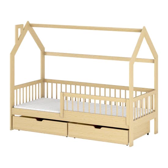 Orem Storage Wooden Single Bed In Pine With Bonnell Mattress_2