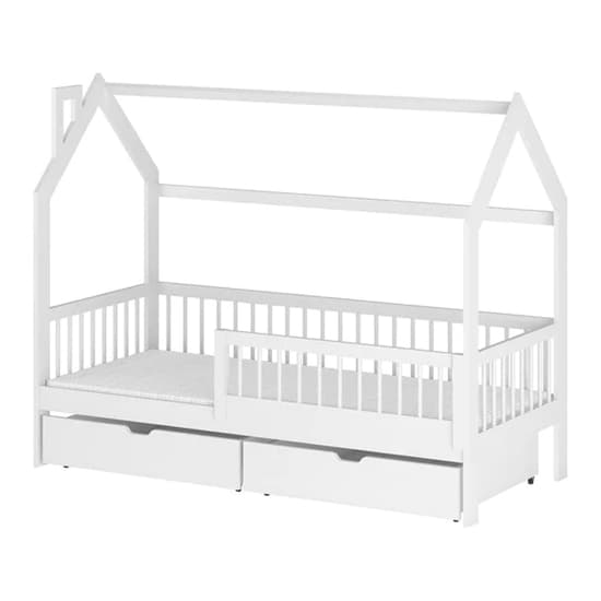 Orem Storage Wooden Single Bed In White With Bonnell Mattress_2