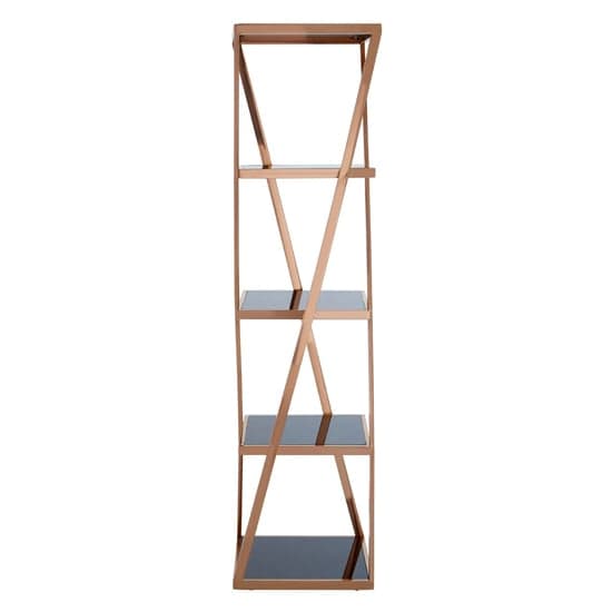 Orion Black Glass 5 Tier Shelving Unit With Rose Gold Frame_2
