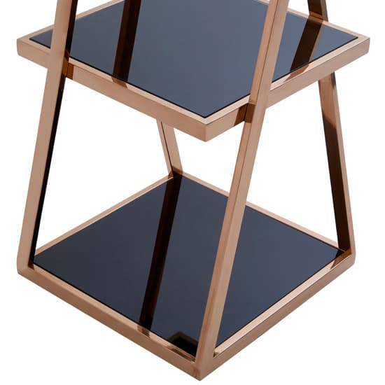 Orion Black Glass 5 Tier Shelving Unit With Rose Gold Frame_3