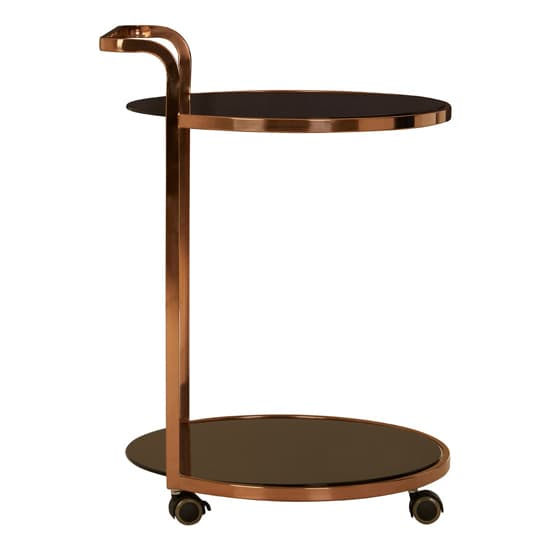 Orion Black Glass 2 Tier Drinks Trolley With Rose Gold Frame_3