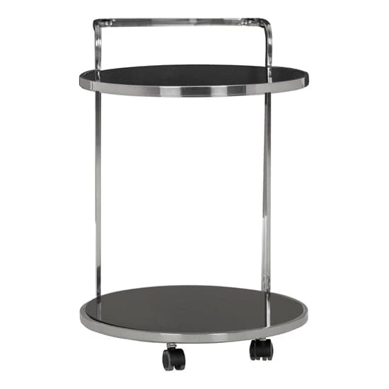 Orion Black Glass 2 Tier Drinks Trolley With Silver Frame_2