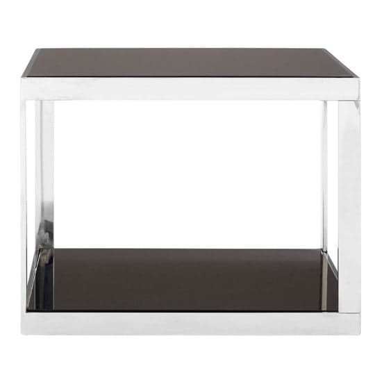 Orion Black Glass Square Coffee Table In Silver Frame_2