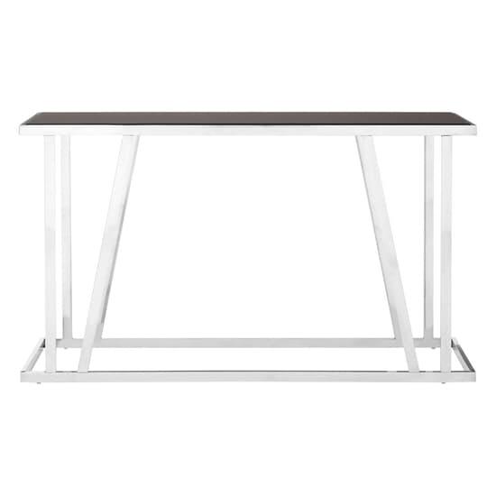 Orion Black Glass Top Console Table With Chrome Frame_2
