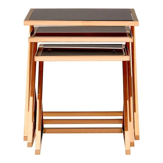 Orion Black Glass Top Nest Of 3 Tables With Rose Gold Frame_3