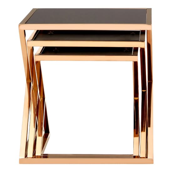 Orion Black Glass Top Nest Of 3 Tables With Rose Gold Frame_5