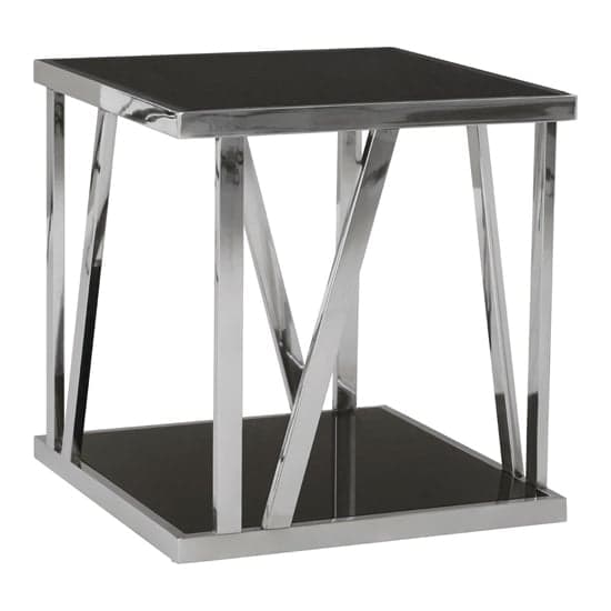 Orion Black Glass Top Side Table With Chrome Frame_1