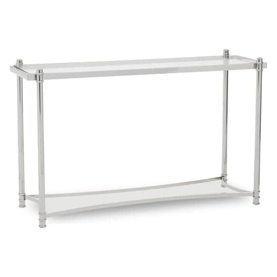 Orion Clear Glass Top Console Table With Silver Metal Frame_1