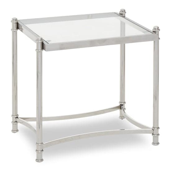 Orion Clear Glass Top Side Table With Silver Metal Frame_1