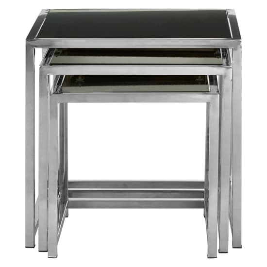 Orion Square Black Glass Top Nest Of 3 Tables With Chrome Frame_2