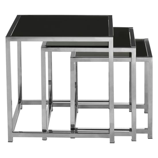 Orion Square Black Glass Top Nest Of 3 Tables With Chrome Frame_3