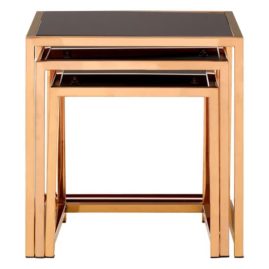 Orion Square Black Glass Top Nest Of 3 Tables With Gold Frame_2