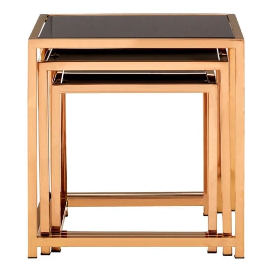 Orion Square Black Glass Top Nest Of 3 Tables With Gold Frame_4