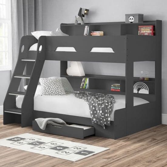 Oihane Wooden Triple Sleeper Bunk Bed In Anthracite_1