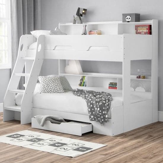 Oihane Wooden Triple Sleeper Bunk Bed In White Furniture in Fashion
