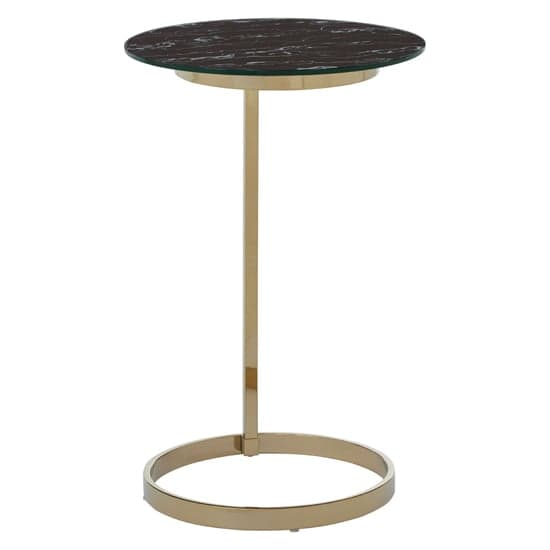 Orizone Black Marble Effect Glass End Table With Gold Frame_1