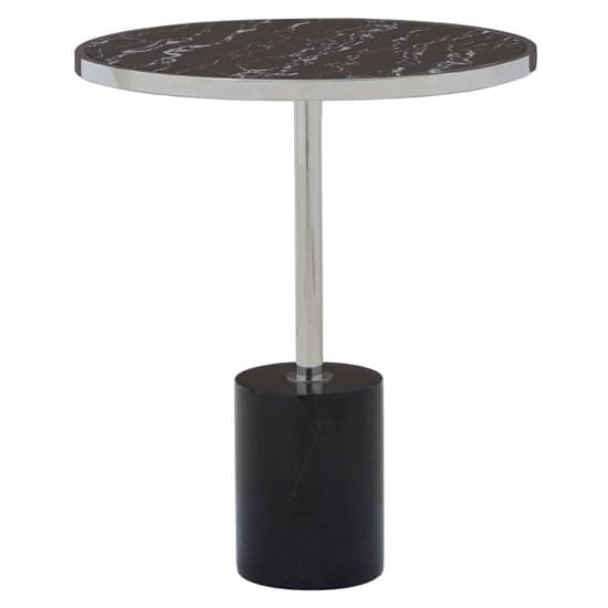 Orizone Black Marble End Table With Silver Steel Frame_1