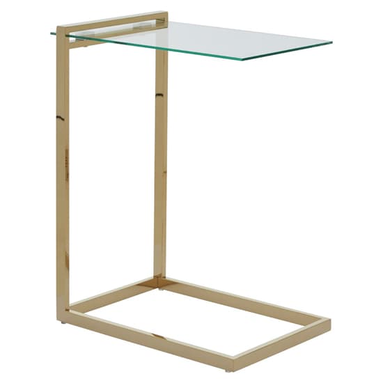 Orizone Clear Glass End Table With Gold Stainless Steel Frame_4