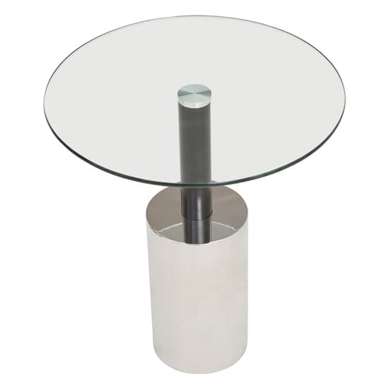 Orizone Clear Glass Top End Table With Silver Steel Base_3