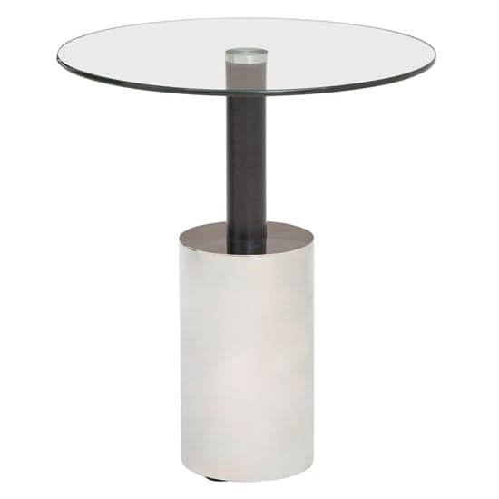 Orizone Clear Glass Top End Table With Silver Steel Base_1