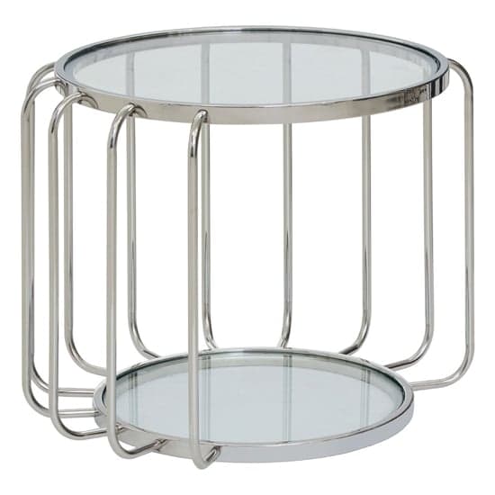 Orizone Clear Glass Top Side Table With Chrome Steel Base_1