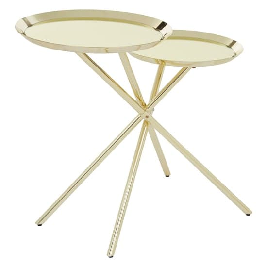 Orizone Gold Mirrored Metal Side Table With Cross Leg Base_1