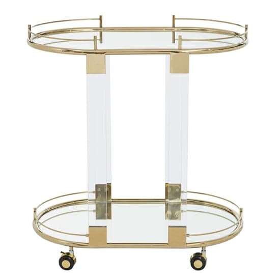Orizone Oval Clear Glass Top Drinks Trolley With Gold Frame_3