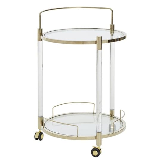 Orizone Round Clear Glass Top Drinks Trolley With Gold Frame_2