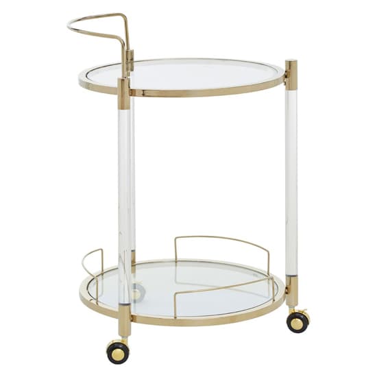Orizone Round Clear Glass Top Drinks Trolley With Gold Frame_4