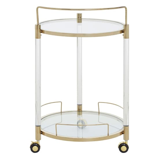 Orizone Round Clear Glass Top Drinks Trolley With Gold Frame_5