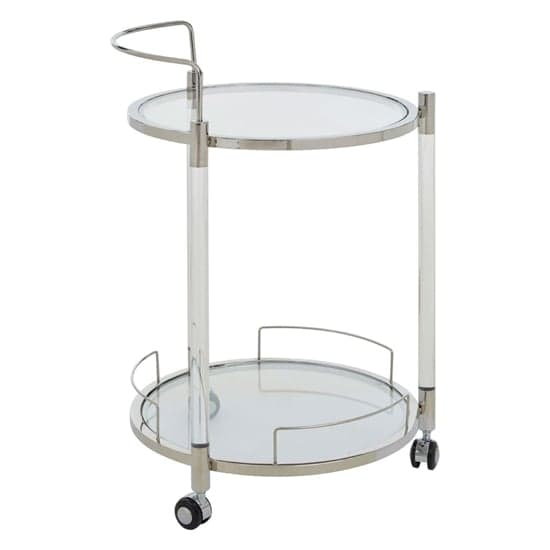 Orizone Round Clear Glass Top Drinks Trolley With Silver Frame_2