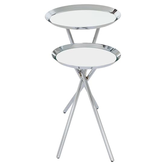 Orizone Silver Mirrored Metal Side Table With Cross Leg Base_5
