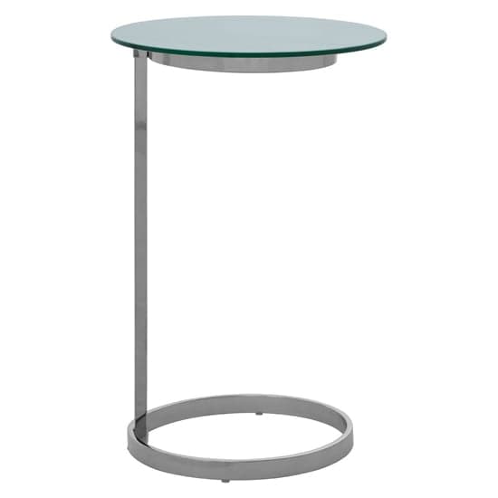 Orizone White Marble Effect Glass End Table With Silver Frame_1