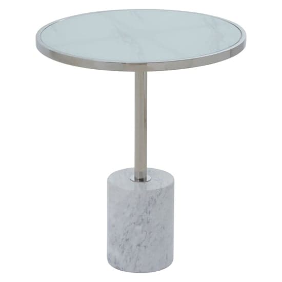 Orizone White Marble End Table With Silver Steel Frame_2