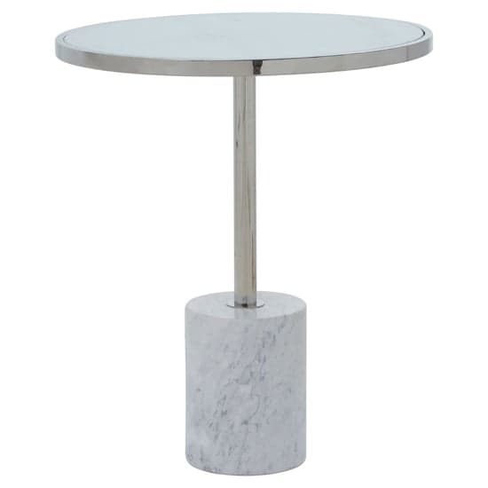 Orizone White Marble End Table With Silver Steel Frame Furniture in