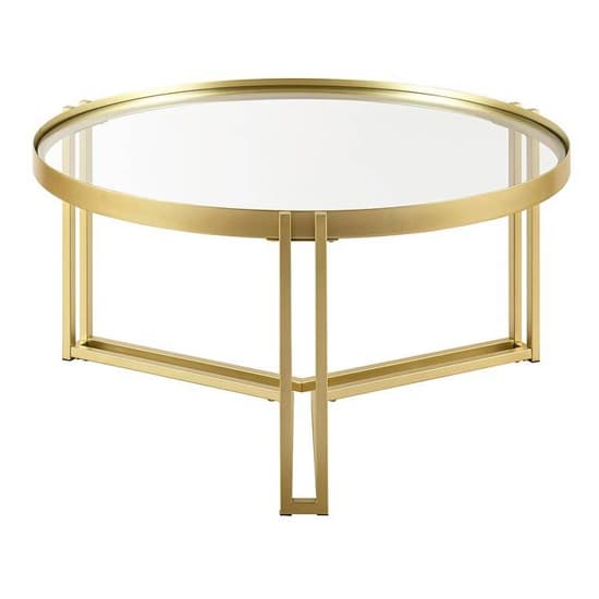 Orlando Clear Glass Coffee Table Round With Gold Metal TriLeg