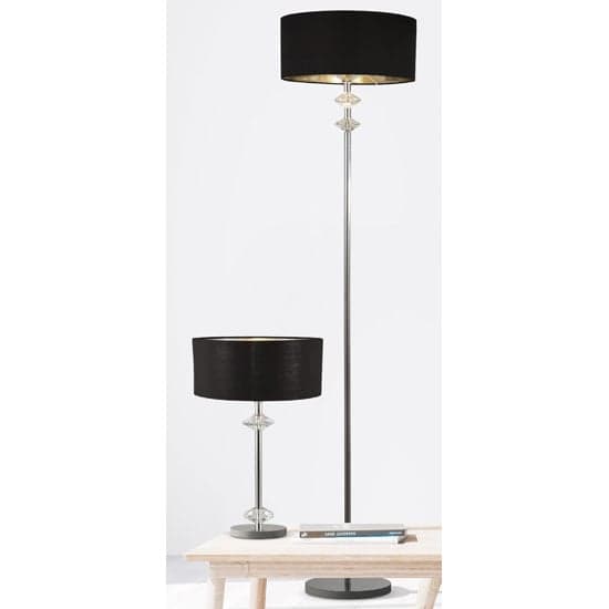 Orleans Chrome Floor Lamp With Black Shade And Silver Inner_2