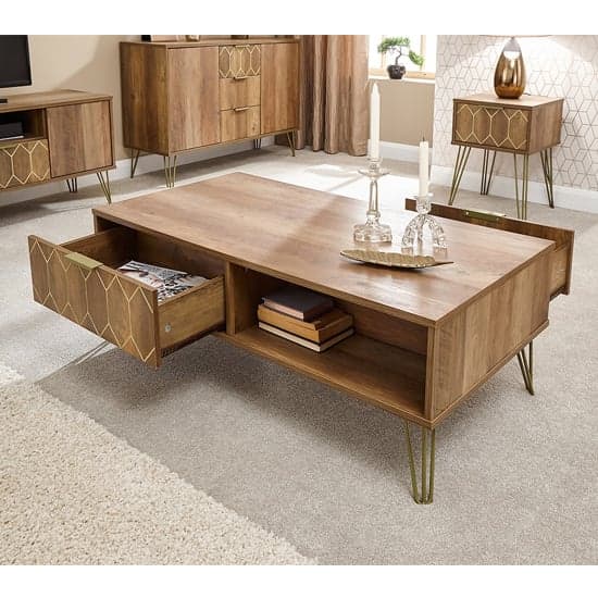 Ormskirk Coffee Table In Mango Wood Effect With 2 Drawer_2