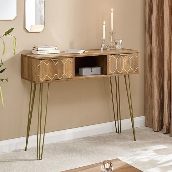 Ormskirk Console Table In Mango Wood Effect With 2 Drawers_1