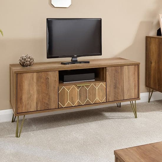 Ormskirk TV Stand In Mango Wood Effect With 1 Drawer_1