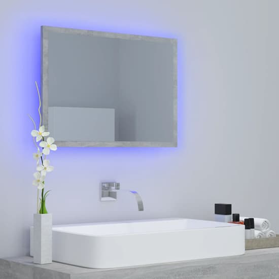 Ormond Bathroom Mirror In Concrete Effect With LED Lights_2