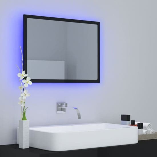 Ormond Gloss Bathroom Mirror In Black With LED Lights_2